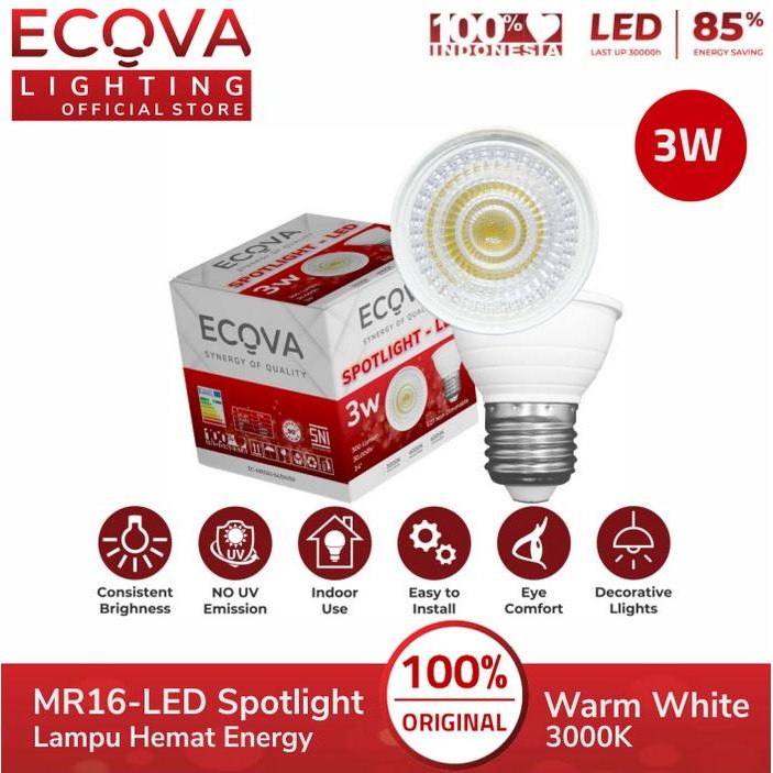 Lampu LED MR16 Spotlight 3W E27 3 Watt Ecova