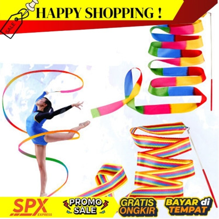 

VIRAL 2 M Pita Twirling Satin dan Tongkat Twirl Aksesoris Tari Nari Penari Tarian Tamborin Tamborine Gereja PROPH