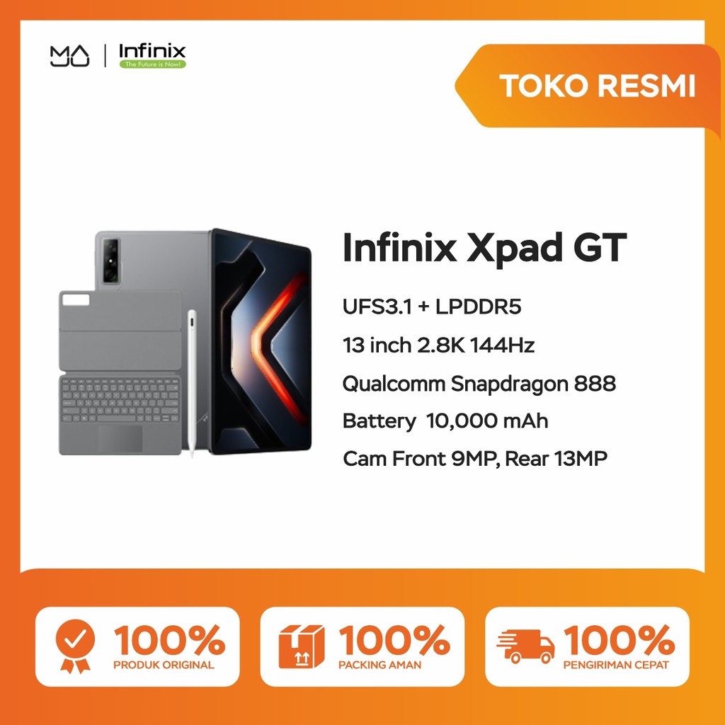 Infinix XPAD GT 8/256GB [Qualcomm Snapdragon 888, 10000 mAh, WiFi Only] - Garansi Resmi