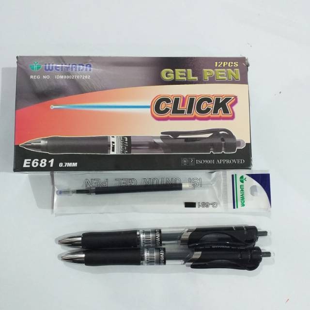 

(12Pc)Weiyada Gel E681 Pulpen hitam dan biru 0.7