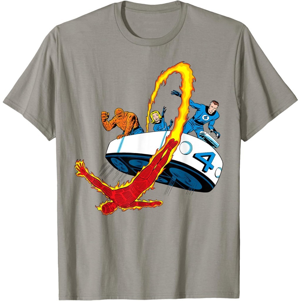 Baju Kaos  Marvel Fantastic Four Retro Fantasticar Team T-Shirt