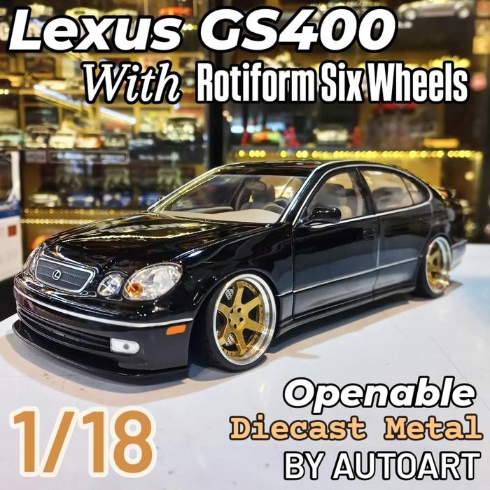 Diecast Lexus GS 400 Black  Autoart Custom Rotiform Six Aluminum Wheels high  openable rare models N