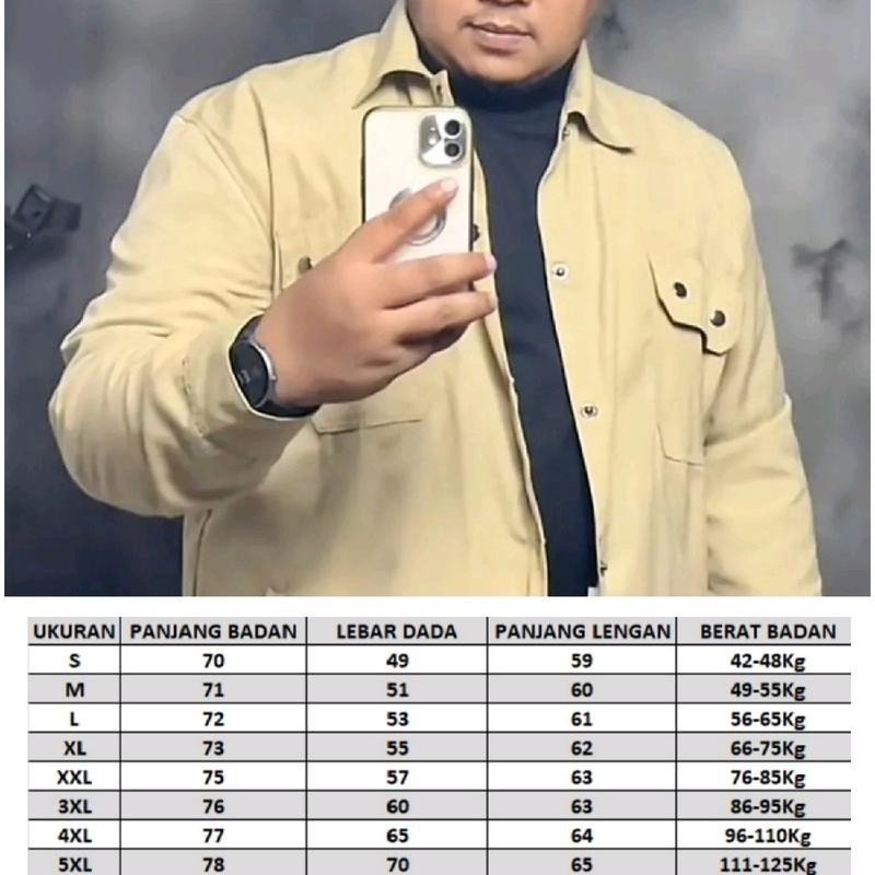 Jaket Pria Jumbo Casual 3XL 4XL 5XL  Kain Katun Semi Parka canvas nyaman oversized