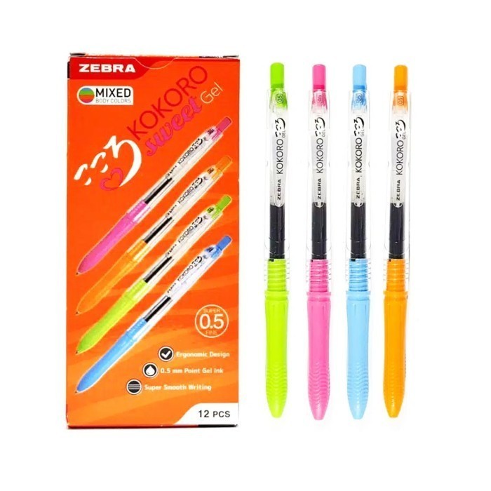 

Pulpen Ballpoint Zebra Kokoro Sweet Gel 0.5 mm Warna Warn1 Tinta Hitam
