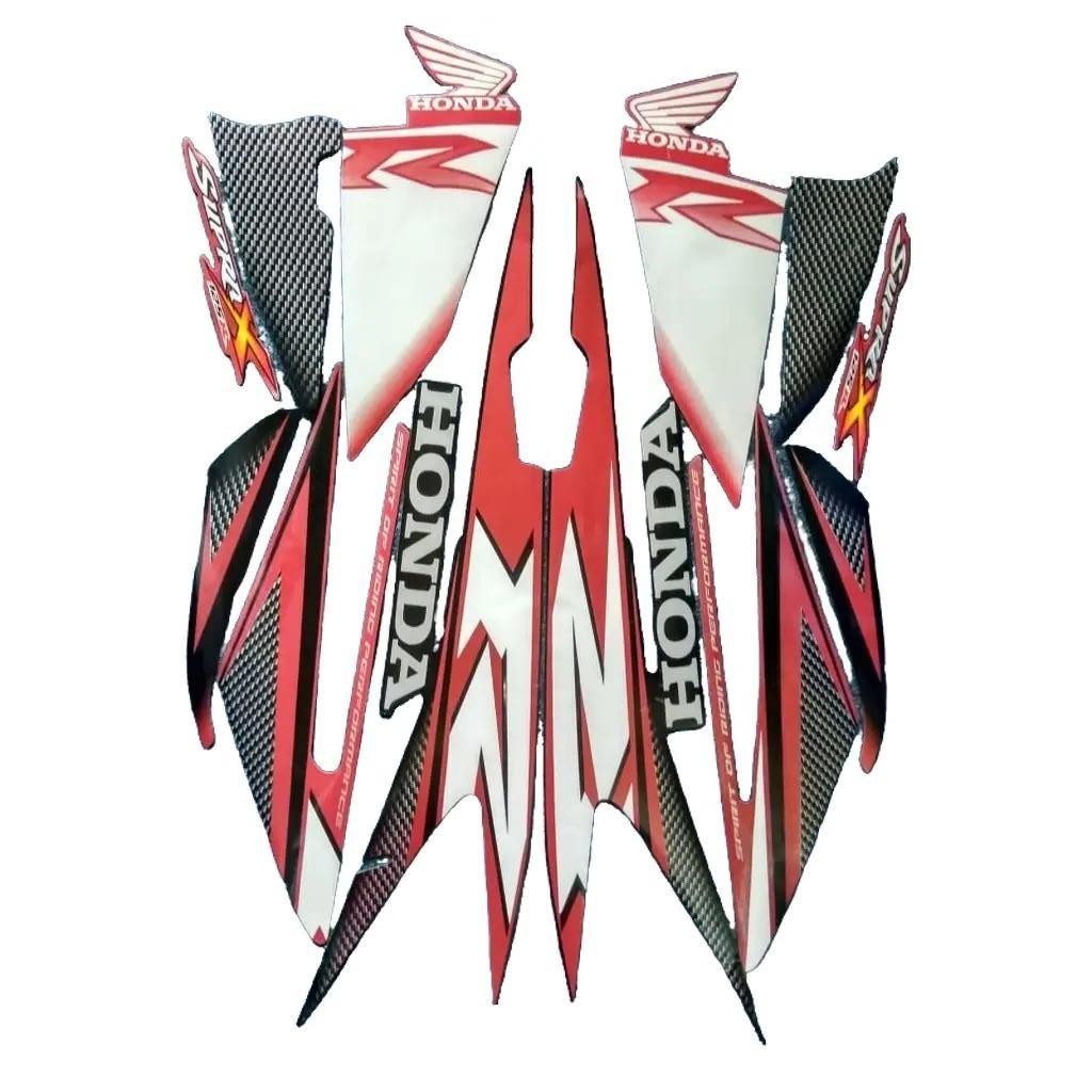 Stiker Motor Honda Supra X 125 R 2007 Hitam Merah Full Body Motorcycle