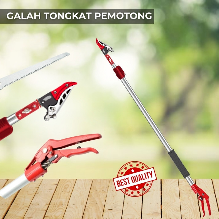 Tree Pruner Galah Tongkat Pemotong Gergaji Gunting Dahan Ranting Tarik