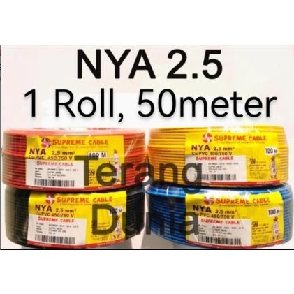 Kabel NYA Supreme 2.5mm 50meter Kabel Tunggal 1x2.5mm 50meter Supreme Kabel Supreme NYA 2.5mm 50 Met
