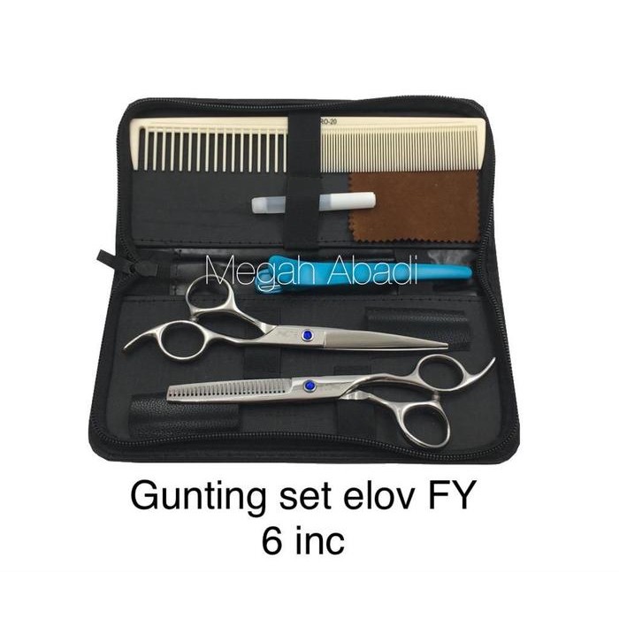 Gunting Set Rambut Elov / Gunting potong penipis 6 inch ( set )