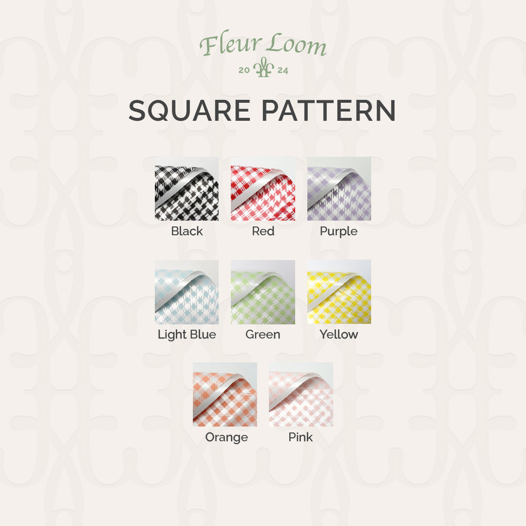 

Fleur Loom - (Pack) Kertas Buket Full Square Pattern / Cellophane Motif Kotak Taplak / Gingham Plaid