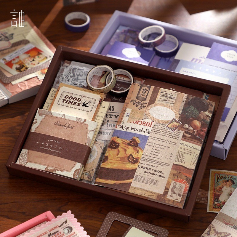 

【 155pcs】Journal Kit Set Gift Box / Paket Set Agenda / Notebook lucu/diary lucu / Buku Tulis Catatan Karak