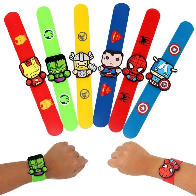 

Disney Cartoon Marvel Bracelet Spiderman Hulk Capitan America Anime Figure Wristand Slap Bracelets for Gifts Boys girl Toys