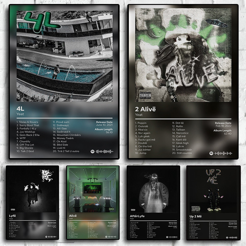 

Rap Music Pop Album Cover Artist Yeat Poster Aesthetic Rapper Hip Hop Rock UP Me After Lyfe Alive Canvas Home Room Wall Decor