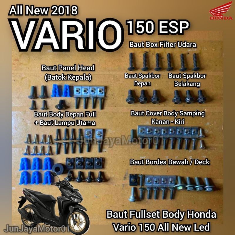 Baut Fullset Body Vario 125 150 LED old / Baut Full Cover Body Honda Vario 125-150 LED OLD Lengkap