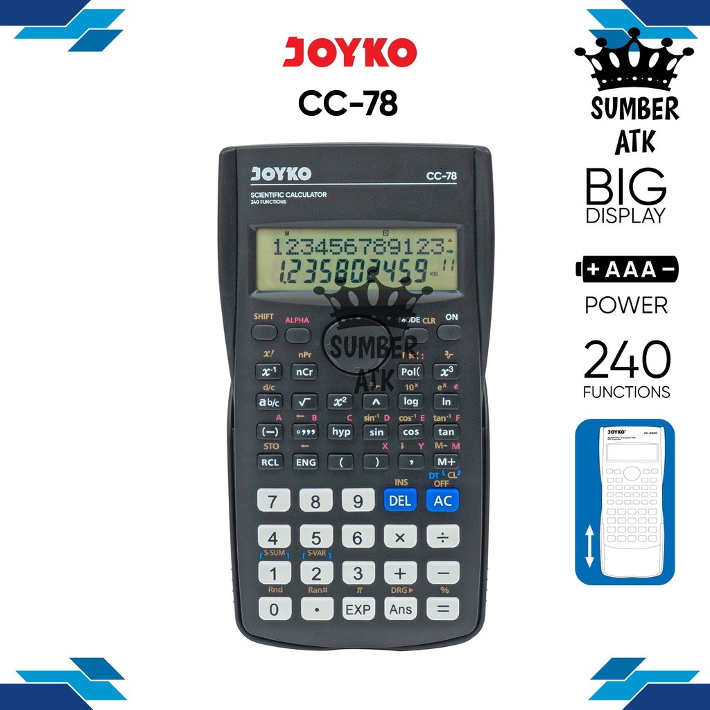 

Calculator Scientific JOYKO Kalkulator Ilmiah CC-78 240 Functions