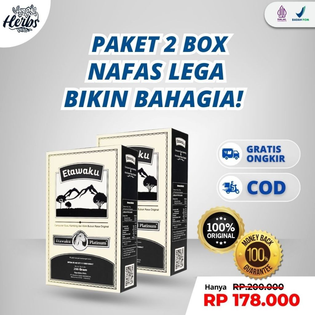 

[DISKON HEMAT] Paket 2 Box Etawaku Platinum Original - Susu Kambing Etawa Solusi Masalah Sesak Nafas