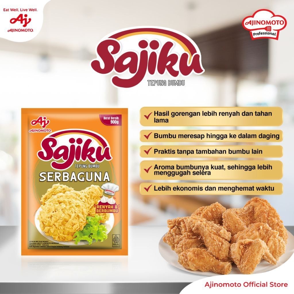 

SATU SACHET TEPUNG SERBAGUNA SAJIKU TEPUNG BUMBU AYAM GORENG SERBAGUNA 40gr.