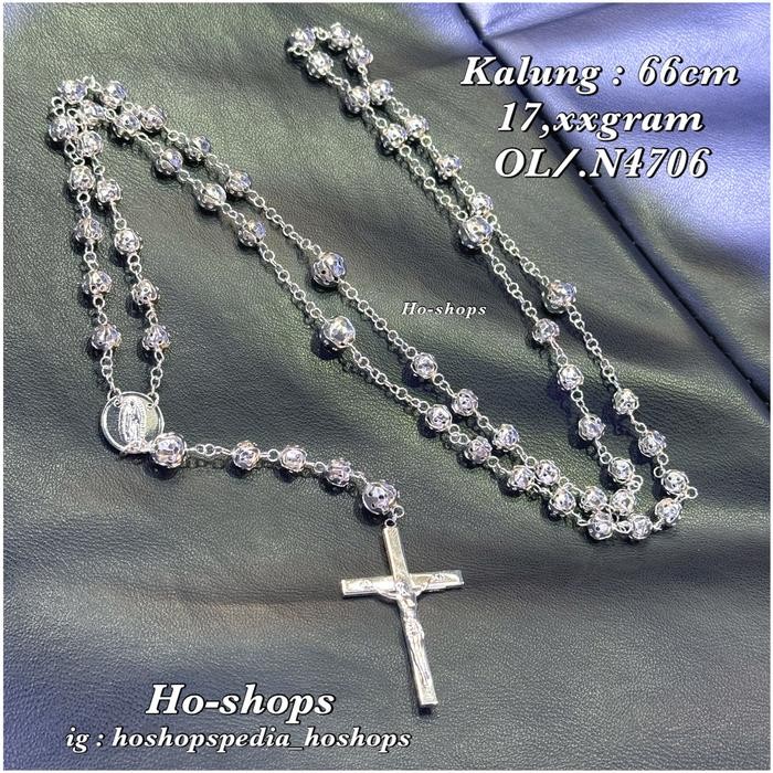 Kalung Rosario Mas Putih Kadar 75% 750 Asli Emas