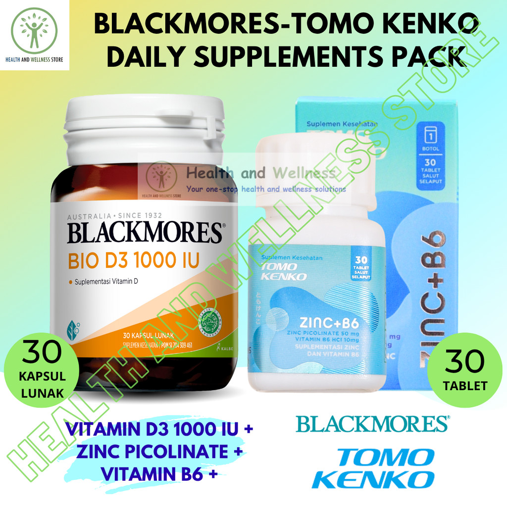 Blackmores Bio D3 1000 IU Kapsul Lunak Tomo Kenko Zinc B6 Tablet Paket