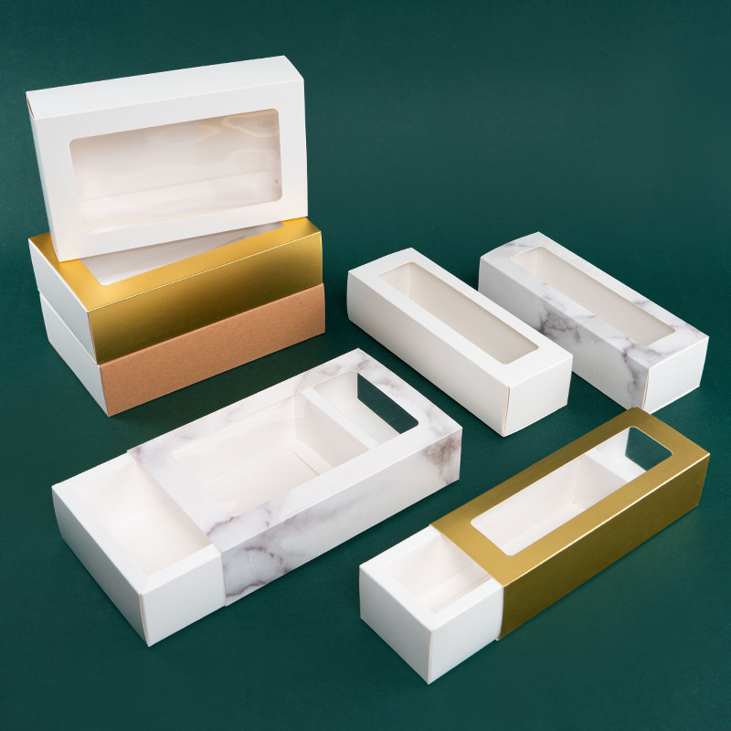 

LBSISI Life,Macaron Paper Boxes With Window Cookie Cake Containers Dessert Kraft Packaging Box For Wedding ,10pcs