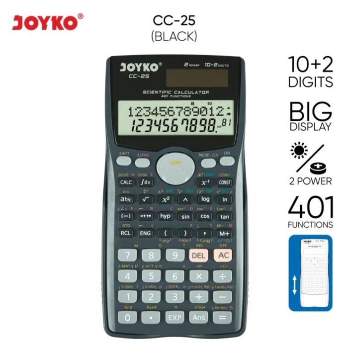 

Scientific Calculator / Kalkulator Ilmiah Joyko CC-25 / 401 functions - Hitam