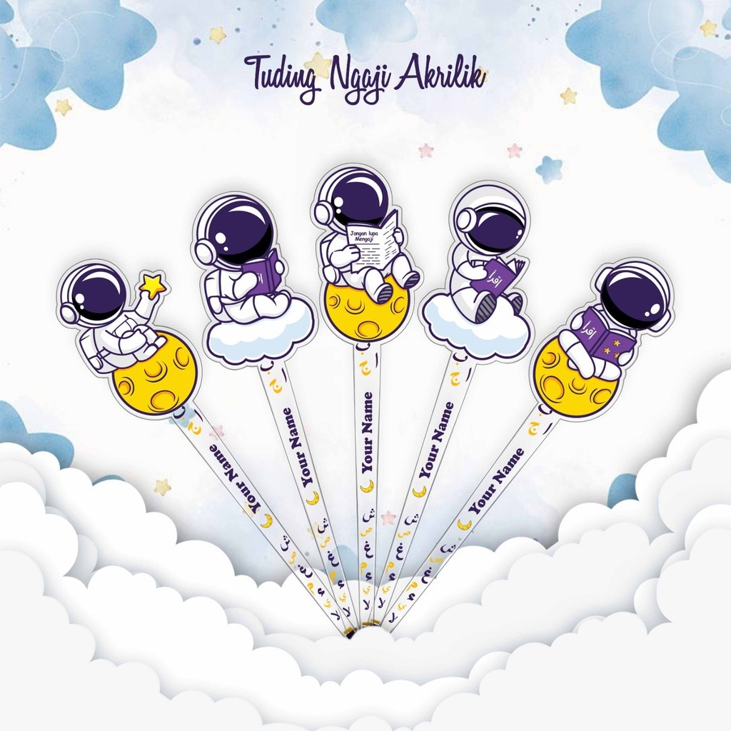 Tuding Mengaji Akrilik ASTRONAUT | Tuding Karakter Custom Nama Acrylic Print UV (3)
