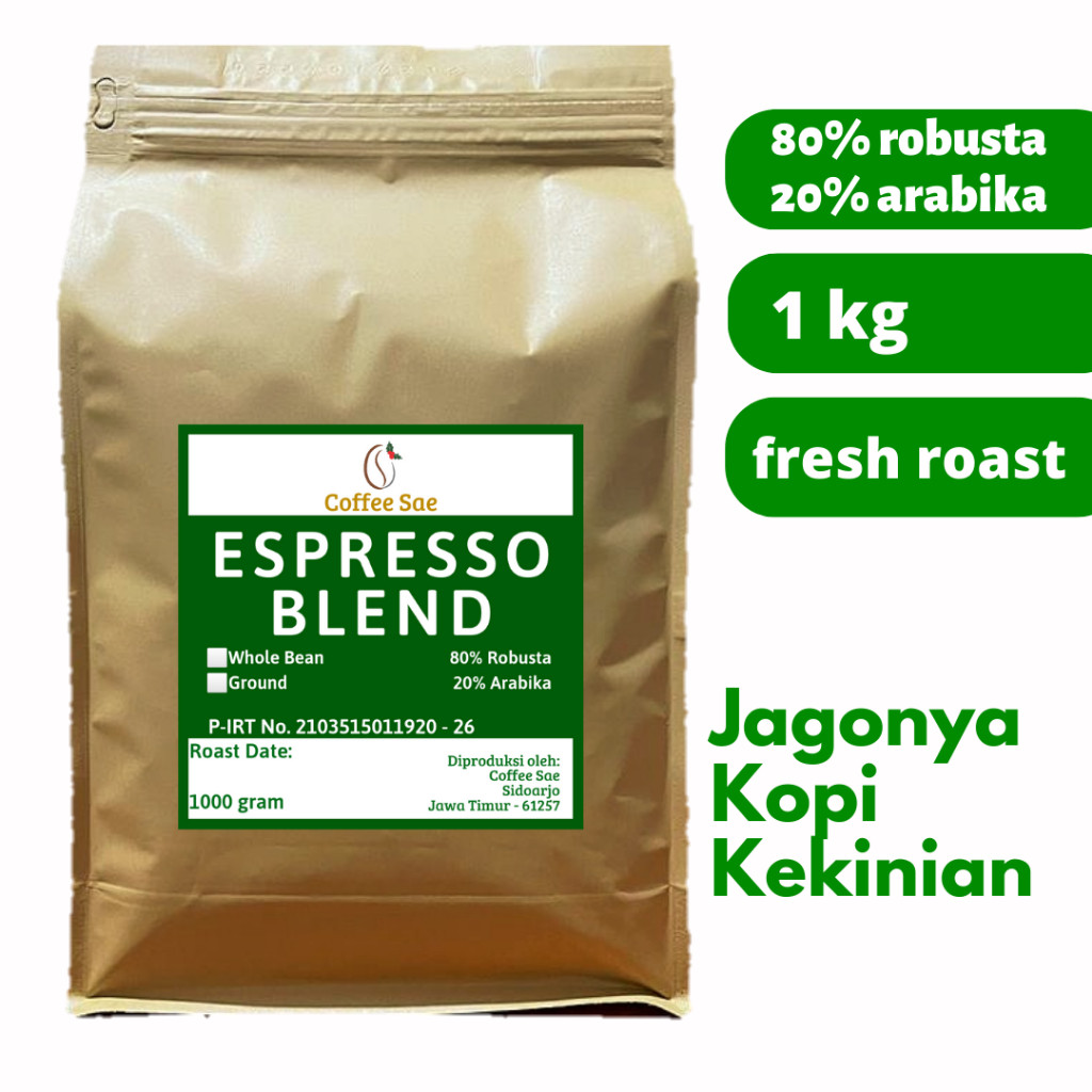 

KOPI ESPRESSO BLEND 1 kg Biji atau Bubuk 80:20 Kopi Susu House Blend 1kg