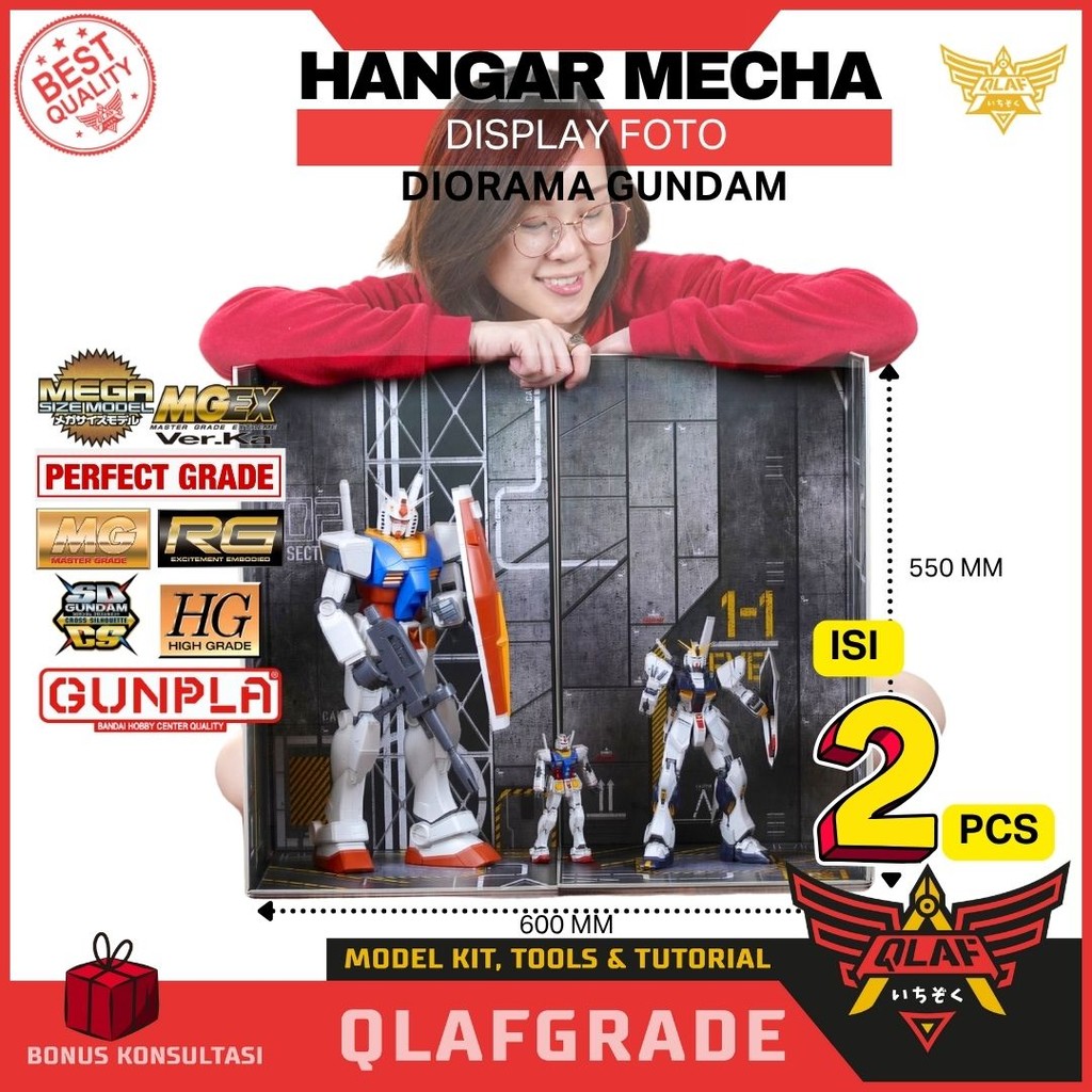 HANGAR MECHA DISPLAY SET gundam gunpla background foto hangar mechanic display