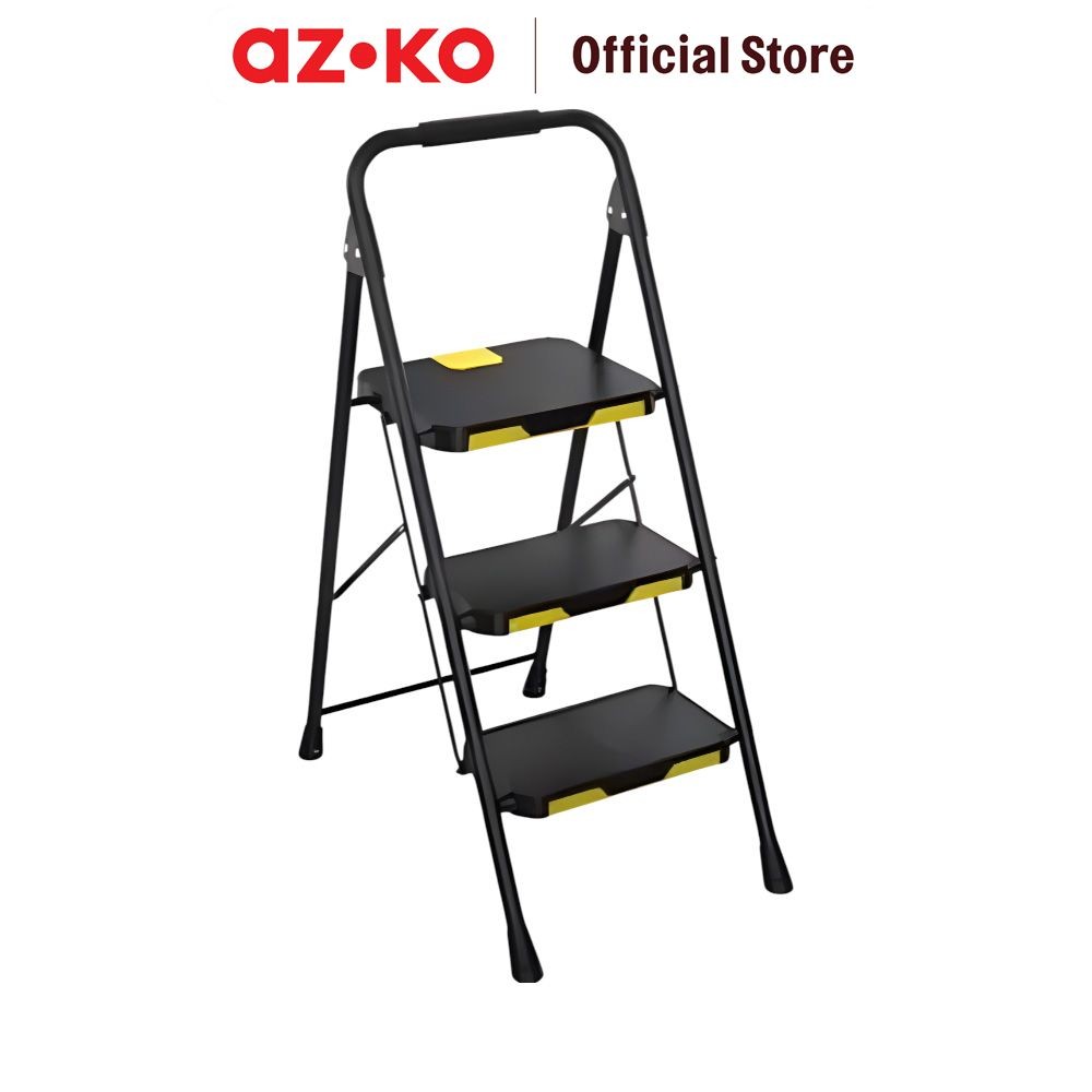 AZKO Fixsteps 1 mtr Tangga Lipat Aluminium 3 Step - Hitam Multifunction Household Ladder Perlengkapa