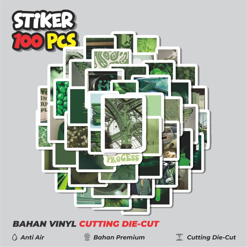 

Terbaru! 50 pcs Stiker Green Tone Color Aesthetic INS Style Dekorasi Lucu Kreatif untuk Notebook, Skateboard, HP
