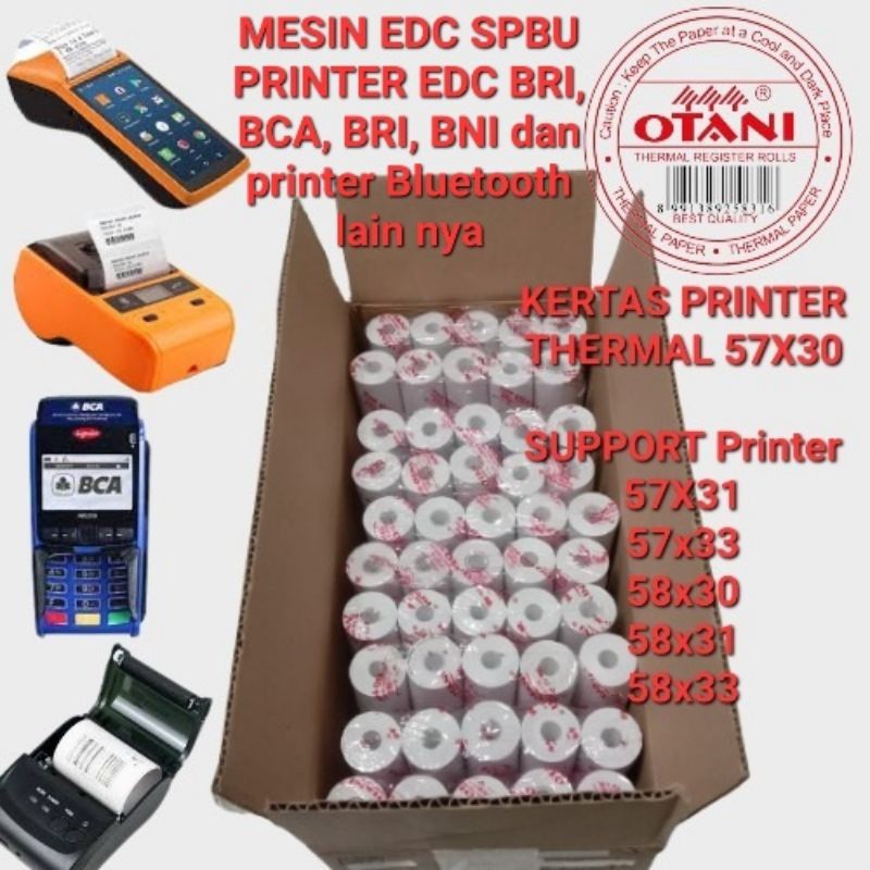 

Otani Kertas Thermal Roll OTANI 57x31 dengan Coreless dan Isi 100 Roll per Box