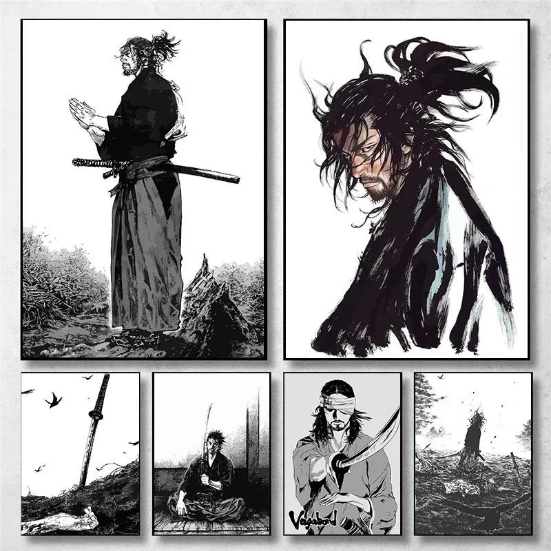 

Vintage Japanese Anime Wall Art Miyamoto Musashi Vagabond Bushido Warrior Poster Canvas Painting Perfect Home Decor for Manga E