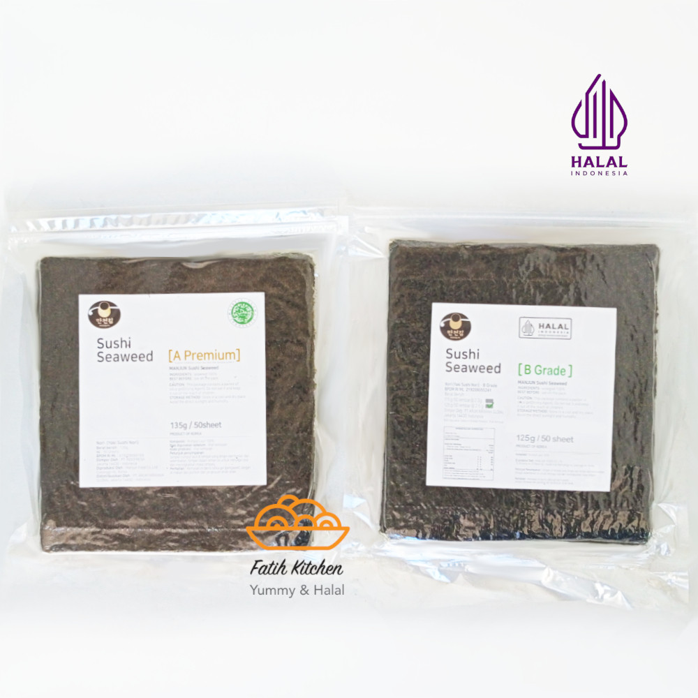

Manjun Seaweed Sushi Nori 50 Lembar Halal - Varian Economy Medium Premium