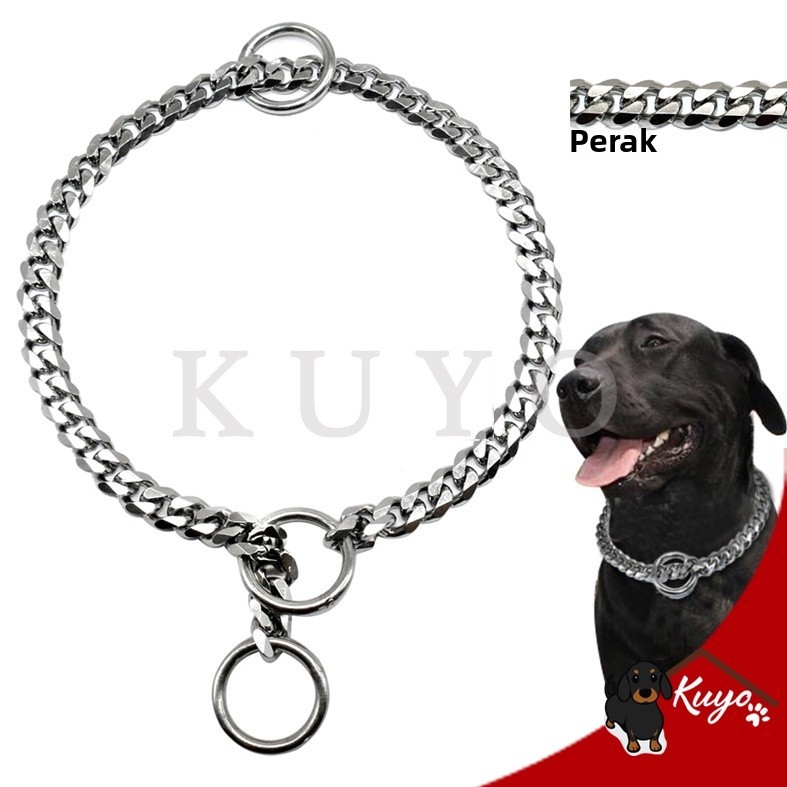Rantai Kalung Tali Anjing Besar Stainless Steel 50cm 60cm 75cm - Dog Chain 3 Lingkaran