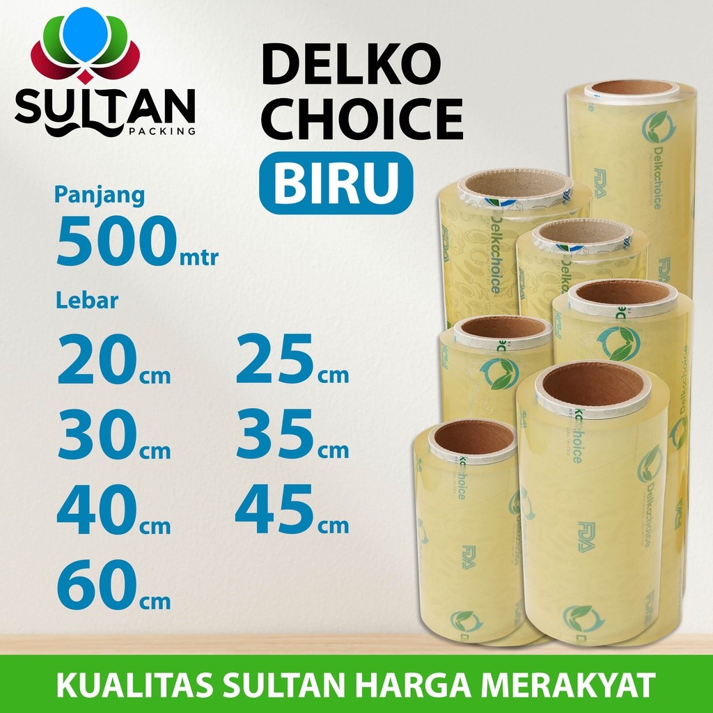 PLASTIK CLING WRAP FOOD GRADE BIRU Delkochoice wrapping makanan / SATUAN