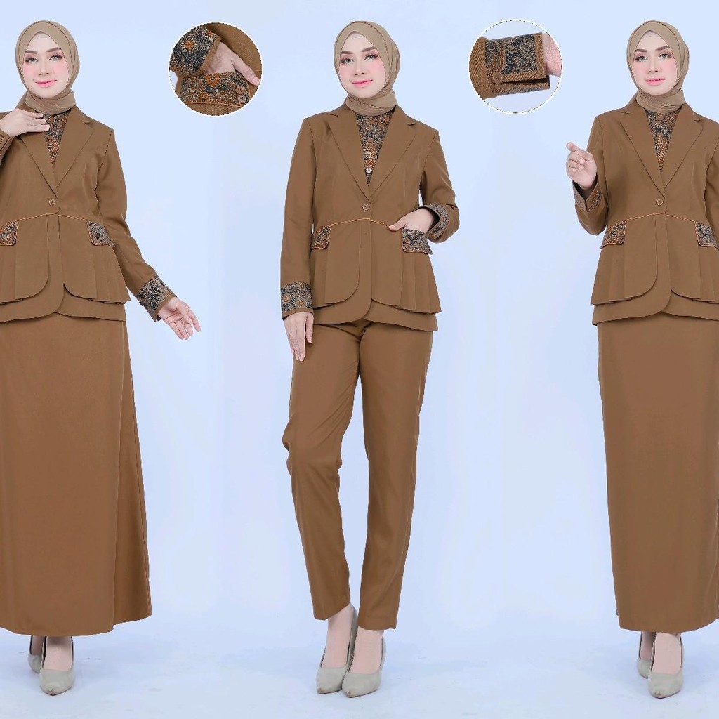 Seragam pemda Baju Kerja Dinas Krah Rompi Rempel kombinasi batik setelan rok A/rok span/celana panja