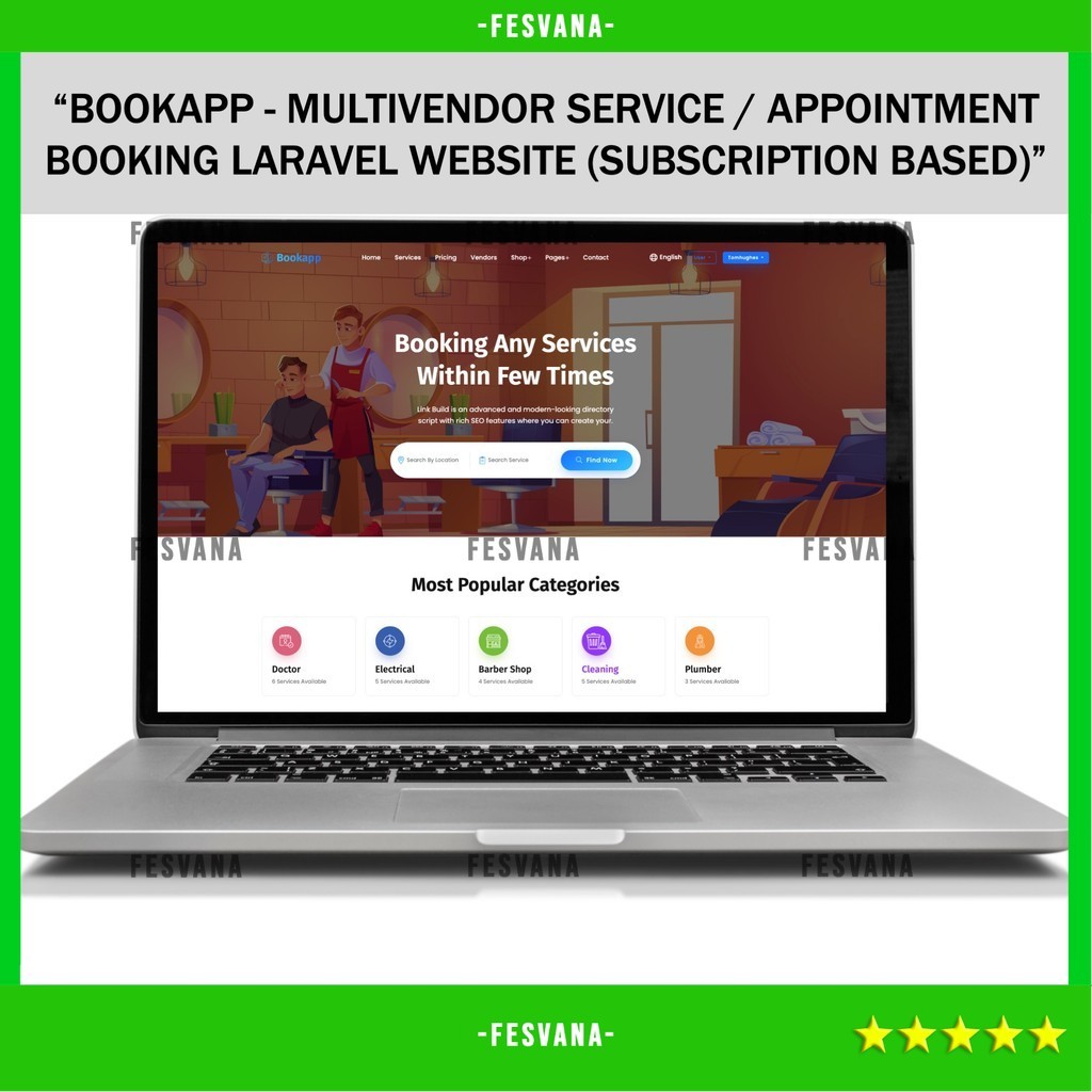 SOURCE CODE APLIKASI WEB BOOKAPP - MULTIVENDOR SERVICE / APPOINTMENT BOOKING LARAVEL WEBSITE (SUBSCR