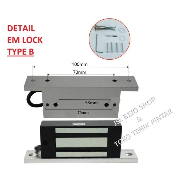 

NG Door Lock Kunci Magnetik Elektrik 60 KG DC 12V untuk Akses Pintu - BREKET PANJANGNG