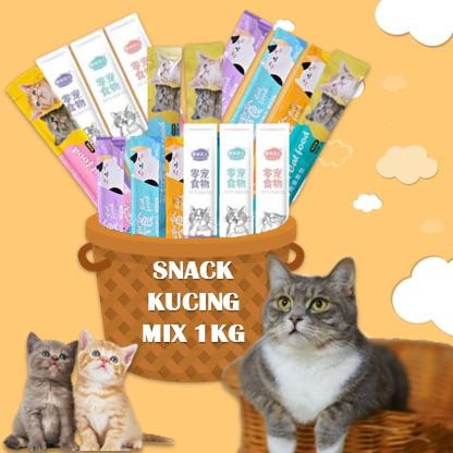 

SNACK CEMILAN KUCING 1 KG ISINYA 66-67 PCS CREAMY CAT / CAT STRIP 15GR - MIX 500g