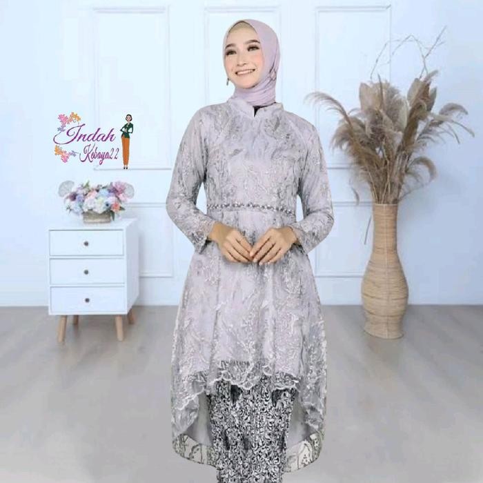 Atasan Baju Kebaya Tunik Payet Elegan Modern Aurora Lesti Brokat Tile Dress Kebaya Wanita Remaja Kon
