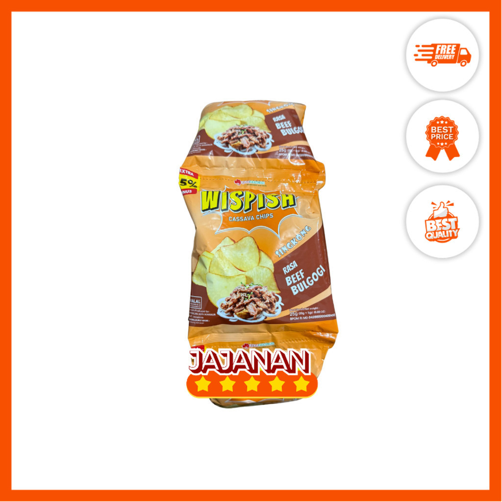 

Wispish Keripik Singkong Rasa Beef Bulgogi/Keju Balado/Original 1 Renceng 10 pcs 25gr