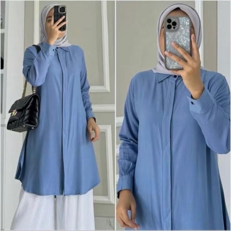 Allana Tunik | Tunik Harian Muslim Wanita Remaja Dewasa Model Basic Polos Minimalis Kekinian Bahan R