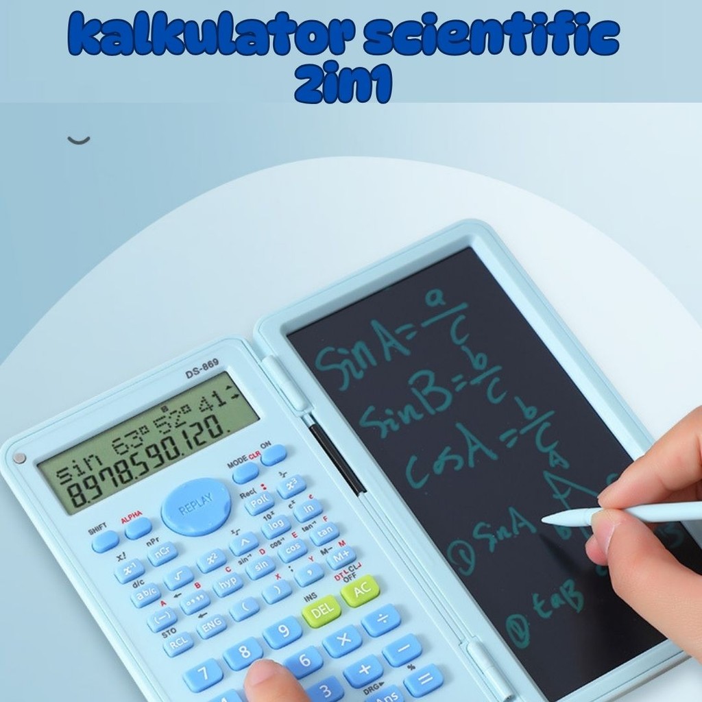 

TERFAVORIT! CALCULATOR SCIENTIFIC 2IN1 DENGAN WRITING PAD DAN FREE PENSIL BISA DILIPAT