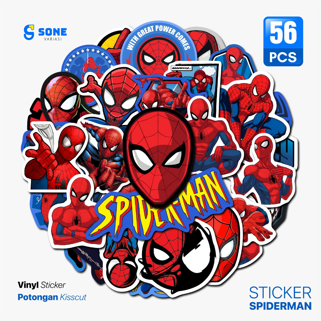 

Sticker Spiderman Superhero Paper Vinyl Waterproof Sticker Buku Journal Koper Motor Casing HP Laptop Tumbler
