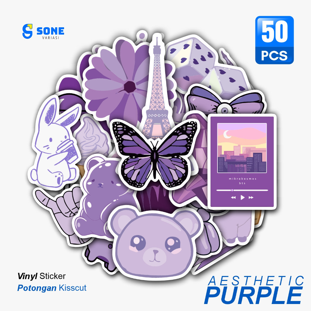 

Stiker Pack PURPLE AESTHETIC / Stiker Animasi Paper Vinyl Deco Buku Jurnal Tumbler Laptop Aesthetic