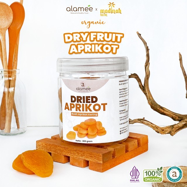 

ALAMEE Dried Apricot Buah Aprikot Kering Dried Fruit Apricots Tanpa Biji Cemilan Buah Sehat 300gr madinah