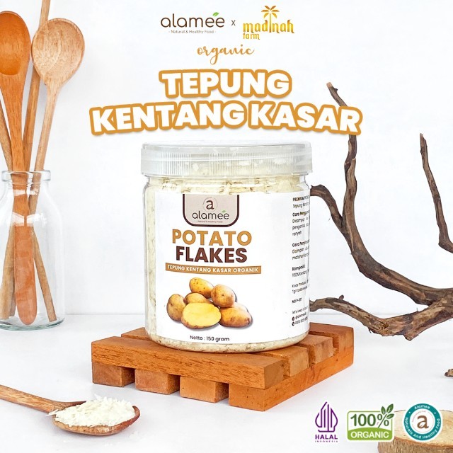 

ALAMEE Tepung Kentang Serpih Potato Flakes Premium Tepung Kentang Kasar PREMIUM 150gr madinah