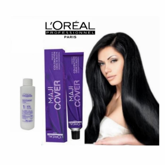 loreal majirel 1 black pewarna rambut hair color cat rambut - cat saja