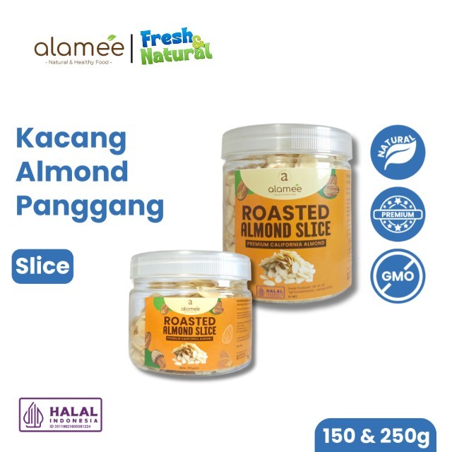 

ALAMEE Roasted Almond Sliced Almon Slice irisan panggang Kacang Almond Pacang Slice 250gr fresh and natural