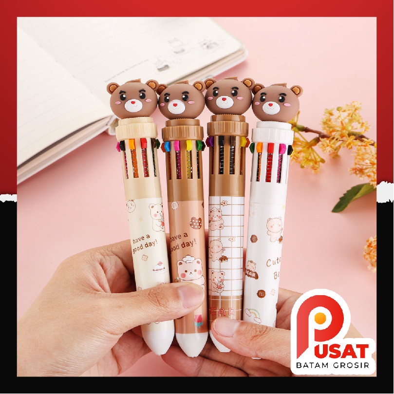 

Pusat Batam Grosir - S1292 Bolpoin Bear Multi Color / Pulpen Mekanik 10 Warna / Pena Beruang Teddy Bear