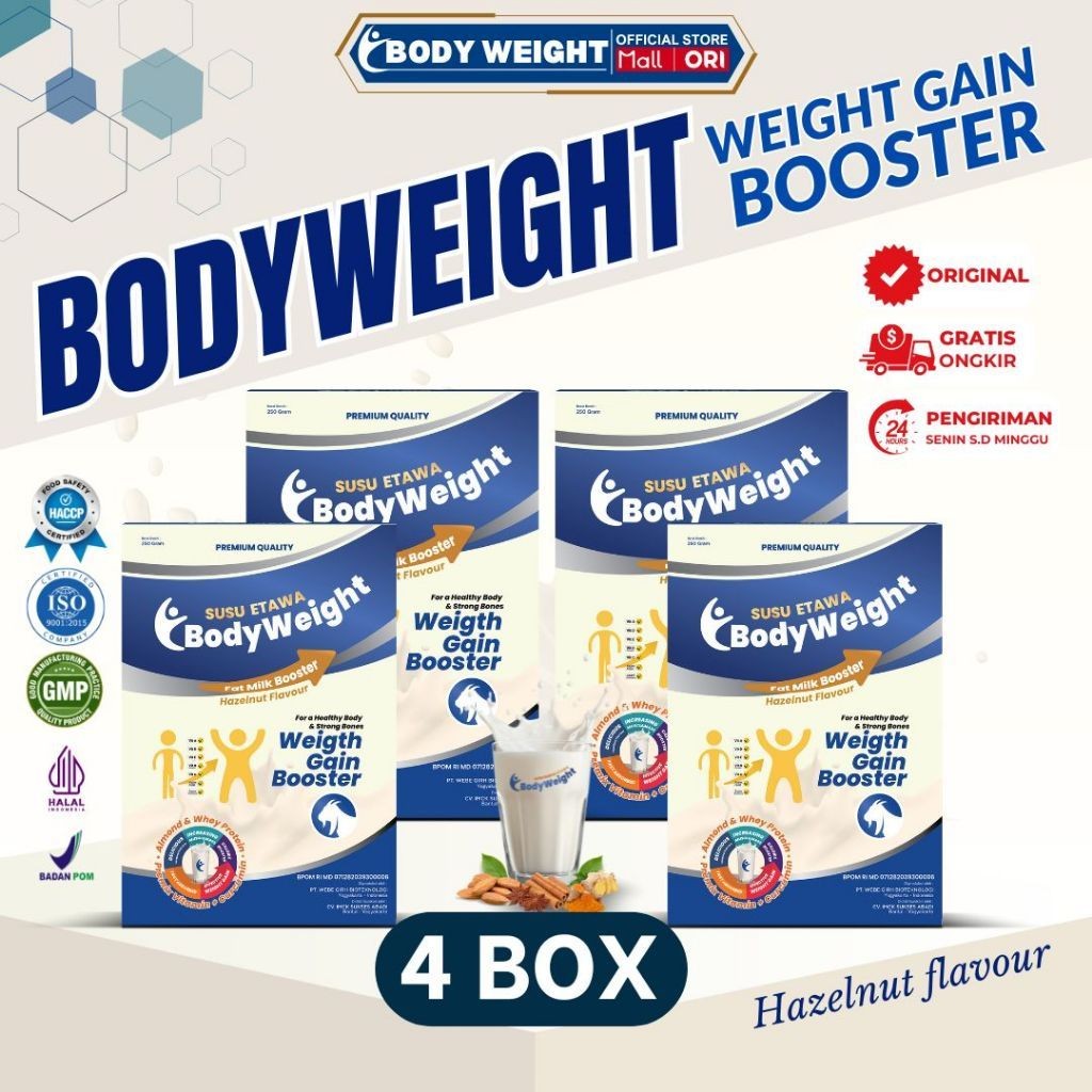 

Susu Penggemuk Badan Bodyweight Susu Penambah Berat Badan Membentuk Masa Otot dan Nafsu Makan Paket 4 Box
